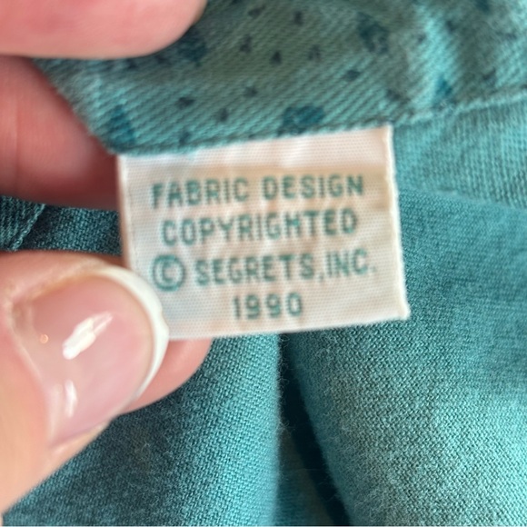 VINTAGE 90s SEGRETS SUN PRINTS Blue 100% Cotton Button Down Casual Shirt Medium - Picture 6 of 12